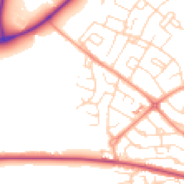 Daytime road noise heatmap for NG19 6TZ