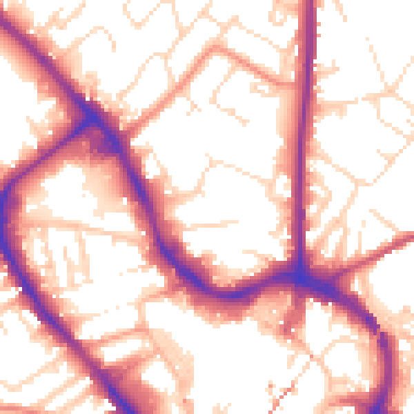 Daytime road noise heatmap for NG19 7AF