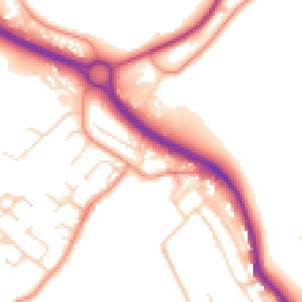 Daytime road noise heatmap for NG19 7BF