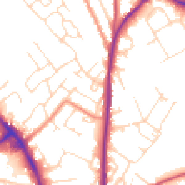 Daytime road noise heatmap for NG19 7DS