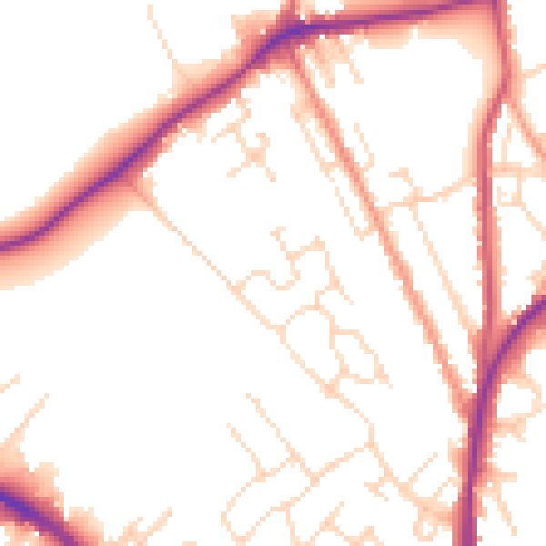 Daytime road noise heatmap for NG19 7GE