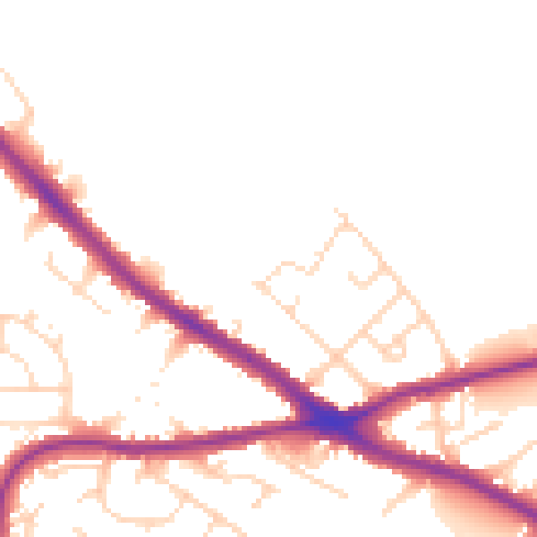 Daytime road noise heatmap for NG19 7HD