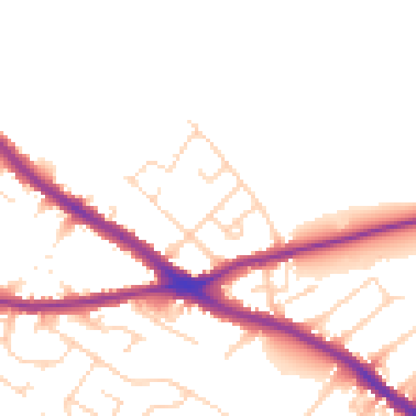 Daytime road noise heatmap for NG19 7HJ