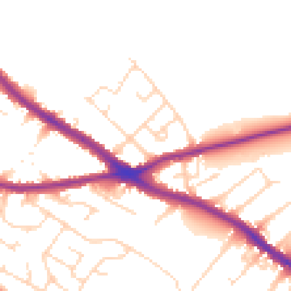 Daytime road noise heatmap for NG19 7HN