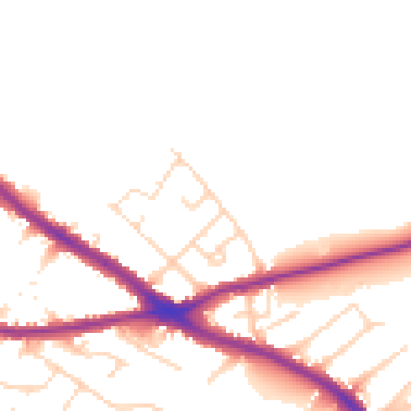 Daytime road noise heatmap for NG19 7HP