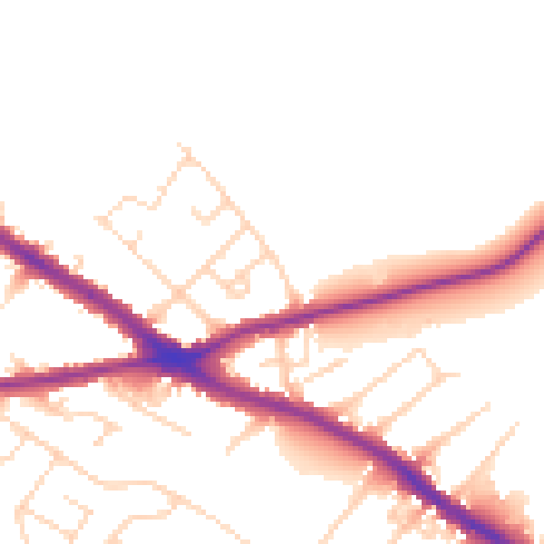 Daytime road noise heatmap for NG19 7HU