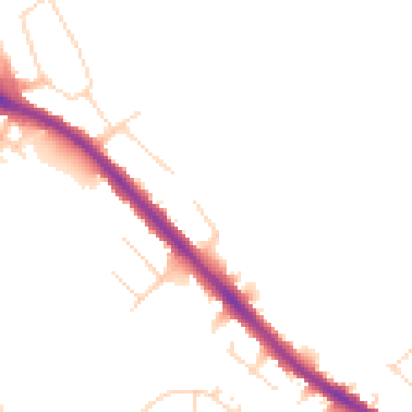 Daytime road noise heatmap for NG19 7JR
