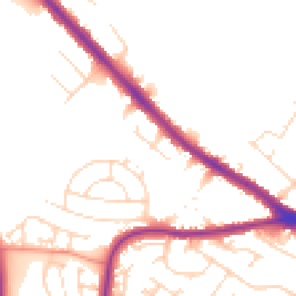 Daytime road noise heatmap for NG19 7LA