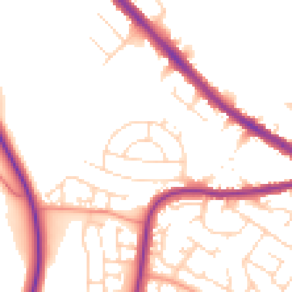 Daytime road noise heatmap for NG19 7LU