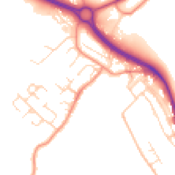 Daytime road noise heatmap for NG19 7PL