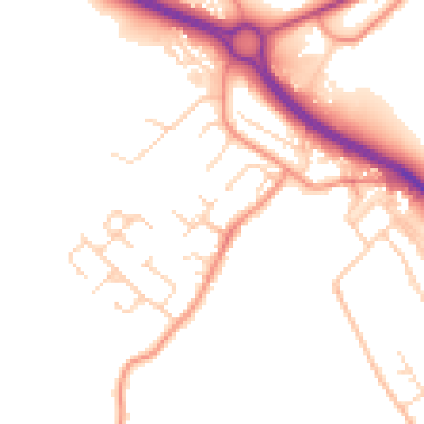 Daytime road noise heatmap for NG19 7PP