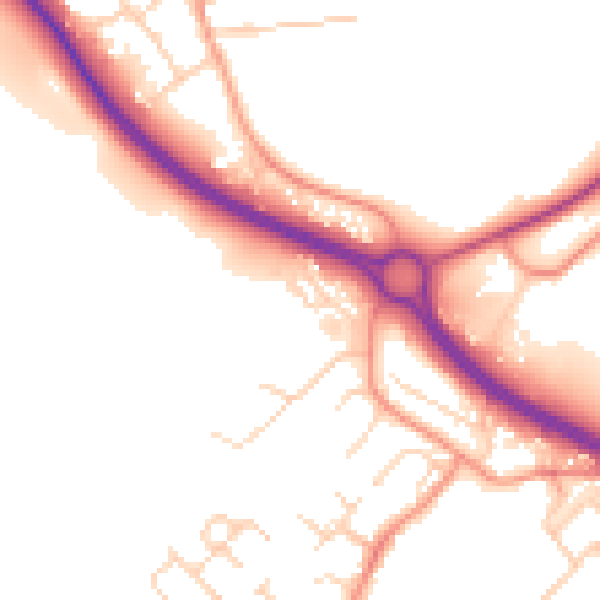 Daytime road noise heatmap for NG19 7PQ
