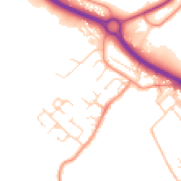 Daytime road noise heatmap for NG19 7PR