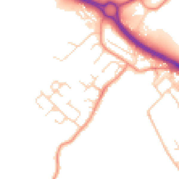 Daytime road noise heatmap for NG19 7PW