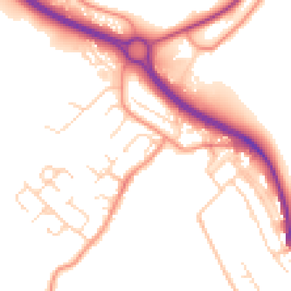 Daytime road noise heatmap for NG19 7QP