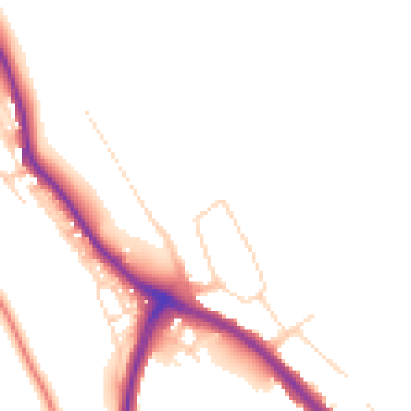 Daytime road noise heatmap for NG19 7RN