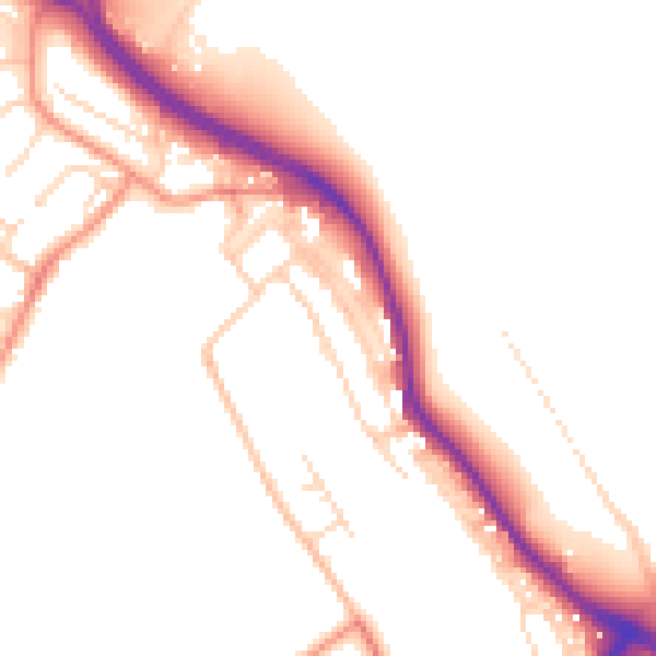 Daytime road noise heatmap for NG19 7SA