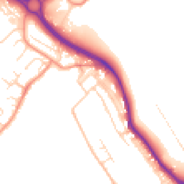 Daytime road noise heatmap for NG19 7SE