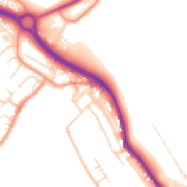 Daytime road noise heatmap for NG19 7SH