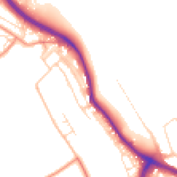 Daytime road noise heatmap for NG19 7SJ