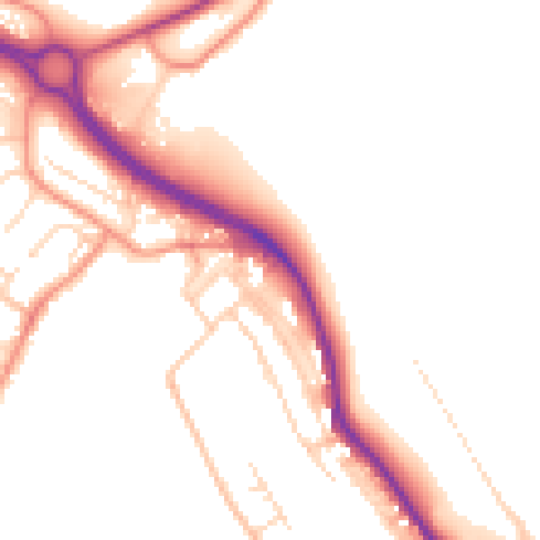 Daytime road noise heatmap for NG19 7SW