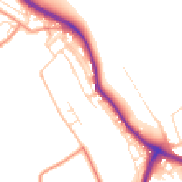 Daytime road noise heatmap for NG19 7TA