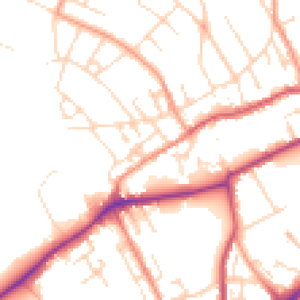 Daytime road noise heatmap for NG19 8AB