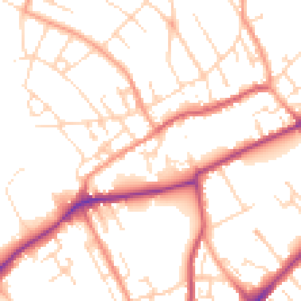 Daytime road noise heatmap for NG19 8AL