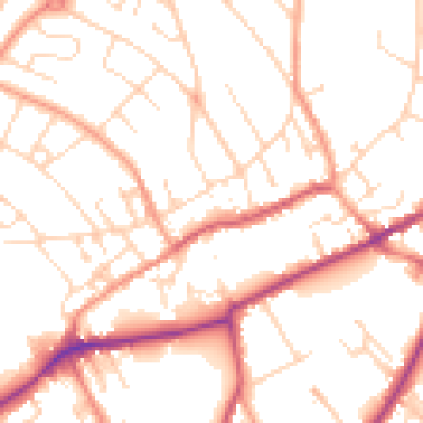 Daytime road noise heatmap for NG19 8AT
