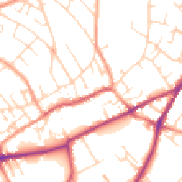 Daytime road noise heatmap for NG19 8BB