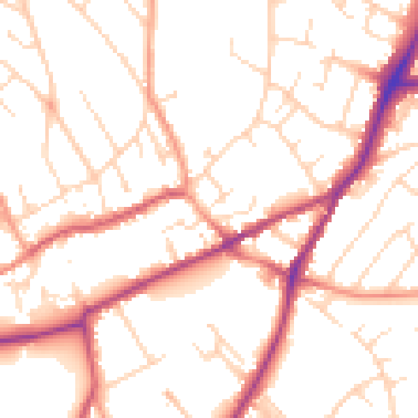 Daytime road noise heatmap for NG19 8BE