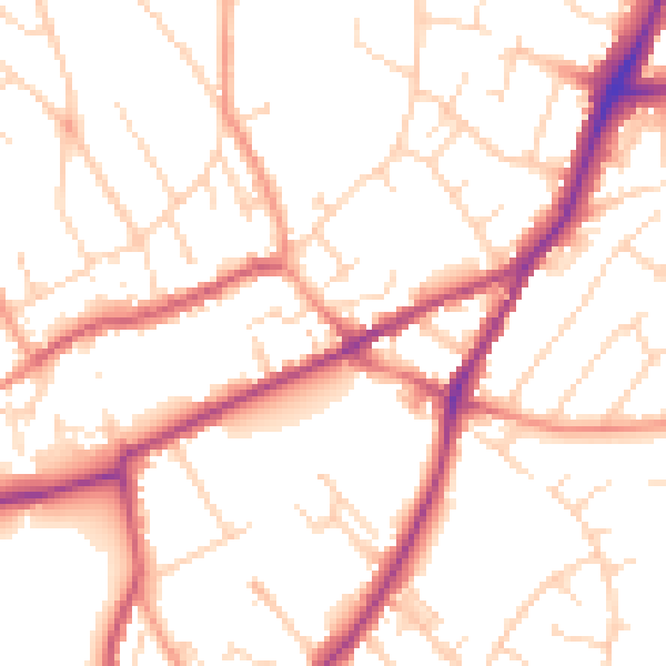 Daytime road noise heatmap for NG19 8BG