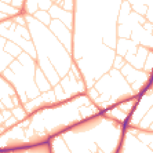 Daytime road noise heatmap for NG19 8BJ