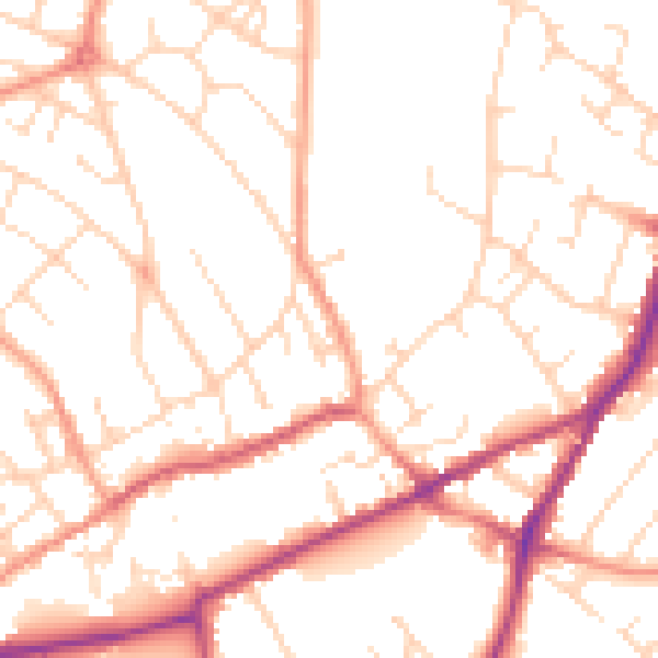 Daytime road noise heatmap for NG19 8BQ