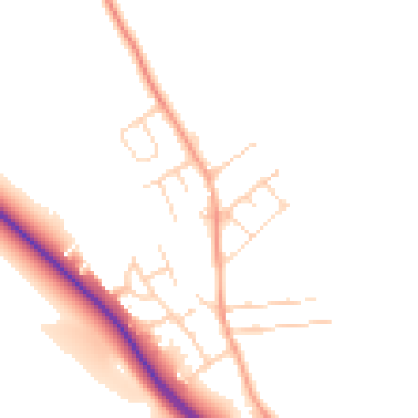 Daytime road noise heatmap for NG19 8BY