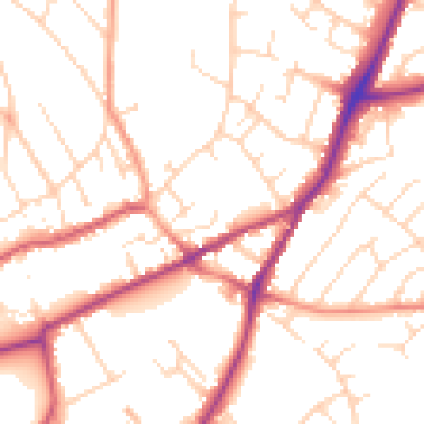 Daytime road noise heatmap for NG19 8DA