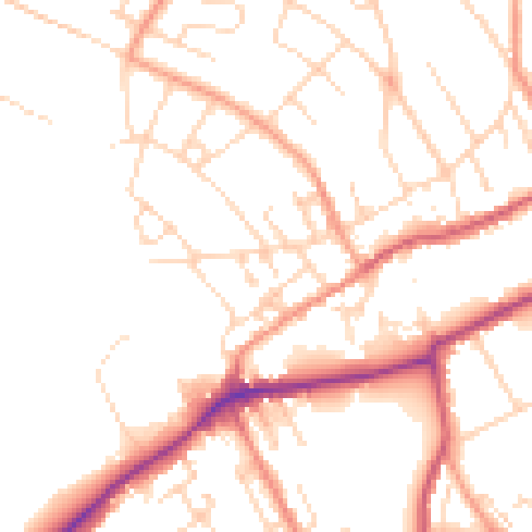 Daytime road noise heatmap for NG19 8DQ