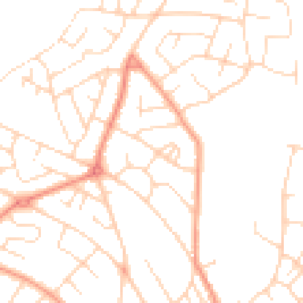 Daytime road noise heatmap for NG19 8NQ