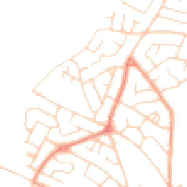 Daytime road noise heatmap for NG19 8NY