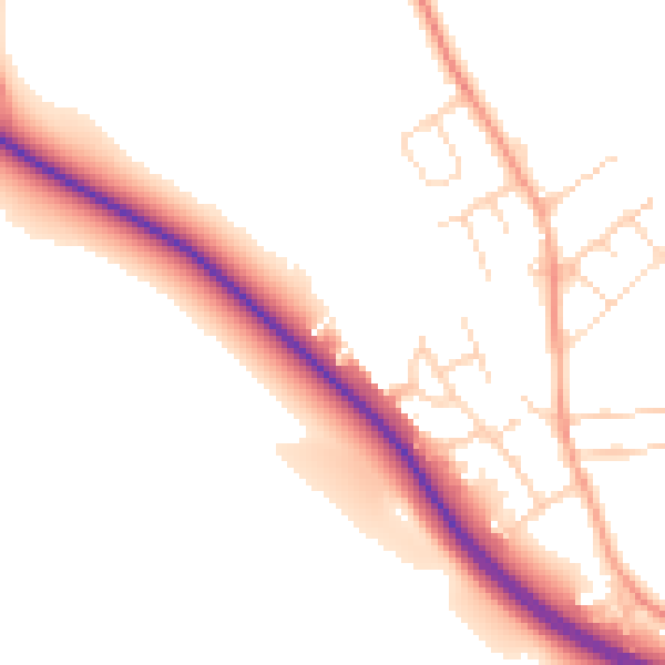 Daytime road noise heatmap for NG19 8SJ