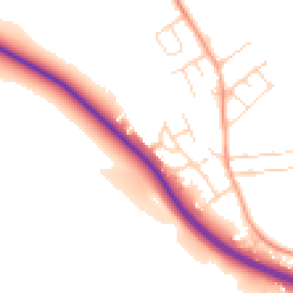 Daytime road noise heatmap for NG19 8SL