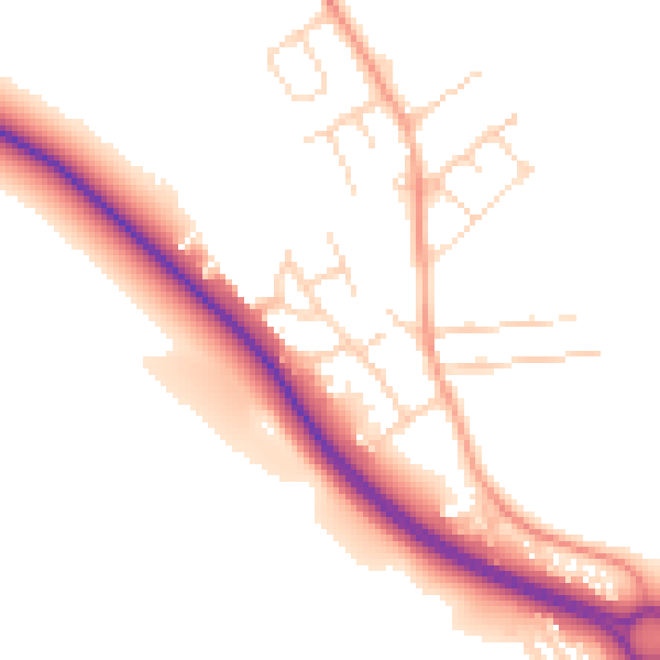 Daytime road noise heatmap for NG19 8SP