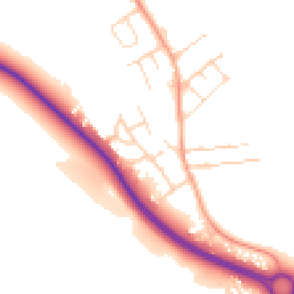 Daytime road noise heatmap for NG19 8SR