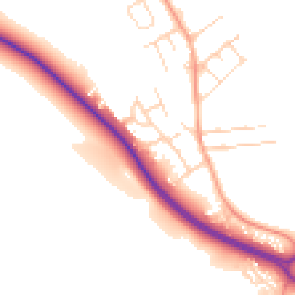 Daytime road noise heatmap for NG19 8SS