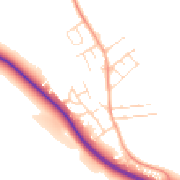 Daytime road noise heatmap for NG19 8ST