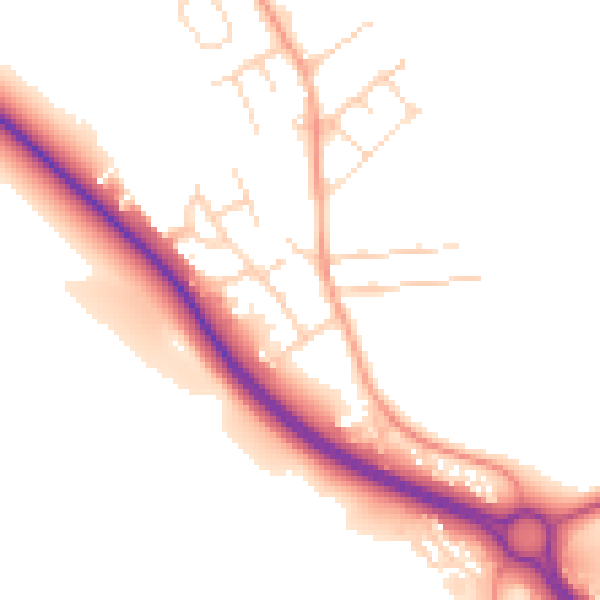 Daytime road noise heatmap for NG19 8TB