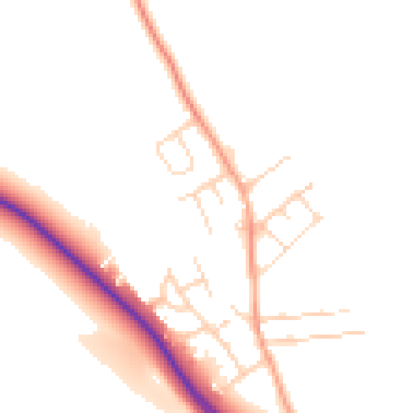Daytime road noise heatmap for NG19 8TL