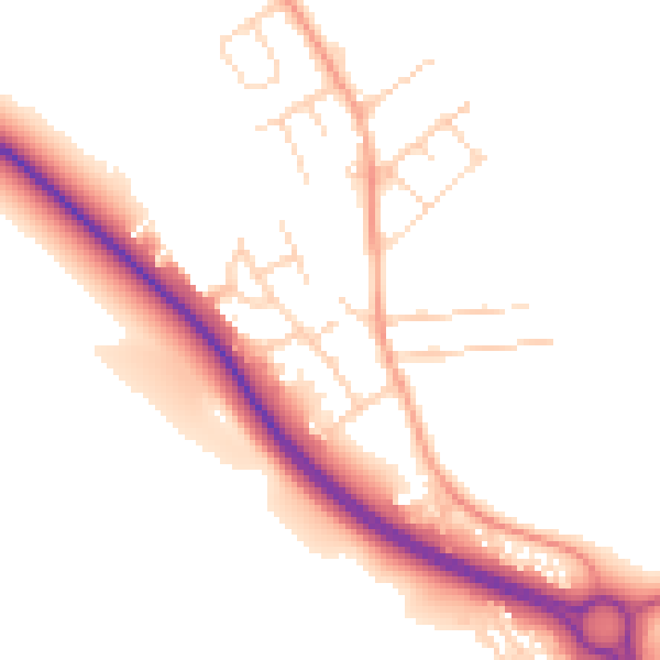 Daytime road noise heatmap for NG19 8TP