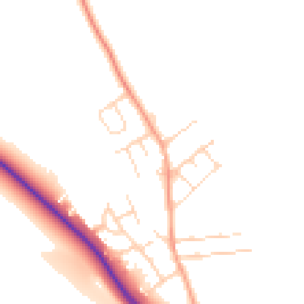 Daytime road noise heatmap for NG19 8TW