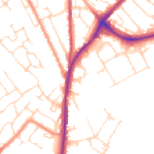 Daytime road noise heatmap for NG19 9AD